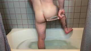 Twink Fucks Himself with Double-Ended Glass Dildo