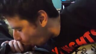 Big-Cock Blowjob And Handjob On The Couch