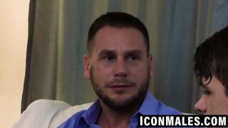 Beefy Stud Strokes Cock While Plowing Tight Boyfriend Ass