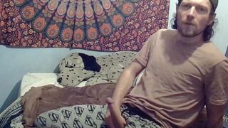 Edging in crotchless slacks on webcam