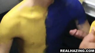 Frat Boy Hunk Sucks And Tugs On A Pair Of Hard Cocks