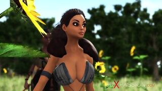 Amazons. A Horny Shemale Fucks Hard A Young Sexy Hottie Outdoor