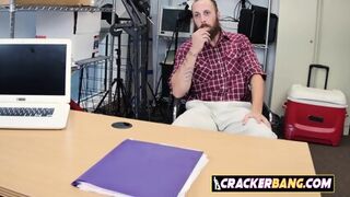 Hot Stud Is Giving His Boss A Nice Blowjob At The Office.