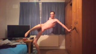 Very skinny horny teen shows off his incredible skinny body and tiny ass