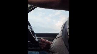 Country boy bates in his truck on the highway