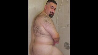 Arab hairy bear in the shower , دب فحل مشعر عربي متين