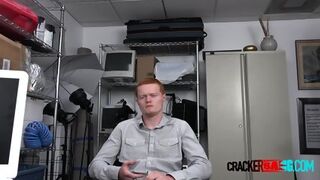 Redhead Dude Is Subdued Into Taking Directors Big Black Dick In His Mouth