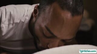 Black Masseur Throated And Analed His Busty Shemale Customer