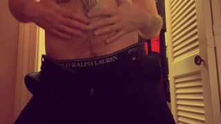 Hairy Blonde Guy Strip Teases in Closet