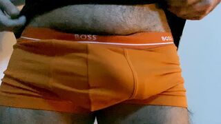 Semi soft cock underwear bulge teasing