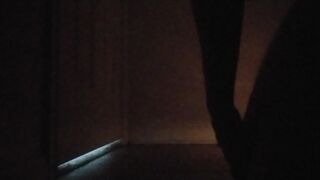 Silhouetted male masturbation