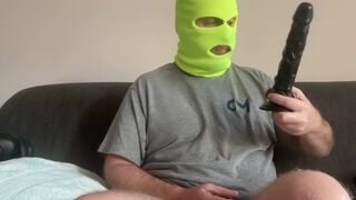 Sucking & Deepthroating a 7 inch & 9 inch black cock dildo