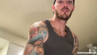 ChristianWilde: Christian Wilde Plays With His Hands To Appease His Powerful Dick