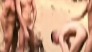 Amateuristic Sextape Of Four Hunks Having Wild Groupsex