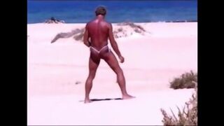 Tanned Guy On Beach In Tiny String Thong (temporarily!)
