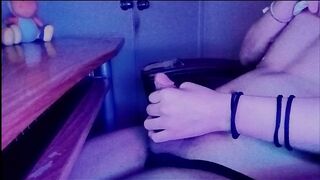 Cubby femboy gets horny while playing a game, has a HUGE cumshot