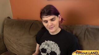 Amateur Trap Fingering Ass And Tugging His Rod During Solo Action
