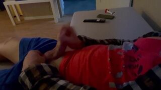 Jerking off and cumming in the end.