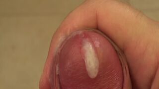 Close up cumshot using vibrating cock ring outdoors