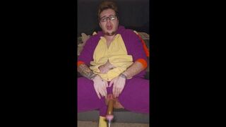 Transman in Onesie Fucks Wet FTM Pussy with Fuck Machine on HIGH (BBC Dildo)