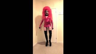 Pink Haired Slut In Pink Cut-out Dress