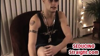 Solo Str8 Tattooed Guy Jerks Cock For Gay Vintage Solo Porn