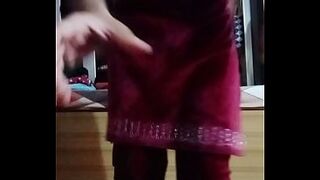 Indian Gay Crossdresser Gaurisissy looking like a housewife in salwar kurta