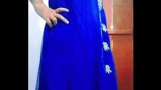 Indian Gay Bottom Crossdresser Gaurisissy real xxx in blue Lehanga