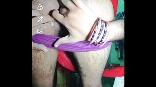 Indian Gay Crossdresser Gauri Sissy xxx in red Saree fingering in his ass ?