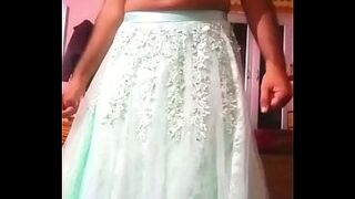 Indian gay Crossdresser Bottom real homemade sex in blue lehanga