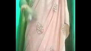 Indian Gay Crossdresser Bottom crossdressing in silky saree with heavy jwellery real homemade sex