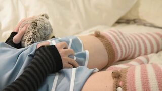 Femboy in Skirt pleasures himself maoning like a