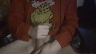 Horny Guy Masturbates His Big Dick Until Huge Cumshot Load