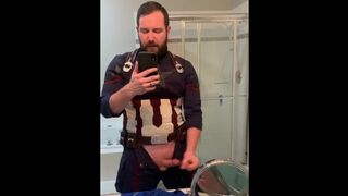 Captain America cosplayer cums for his country