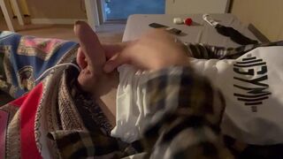 Jerking off cumming and screaming.