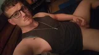 Tattoo Ginger cut guy sharing his load with you