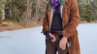 Jerking off on a frozen lake - 4k 60fps