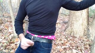 I bust a nut in the woods. I was horny so I pulled out my dick got hard and jerked off. Soft to hard