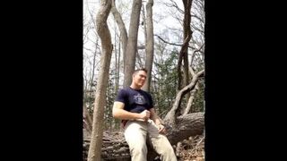Exhibitionist masturbating in the woods, jerking-off outside