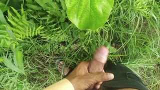 Big Cock Cumshot In Natural Garden, Outdoor Cumshot