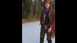 Jerking off on a frozen lake - Vertical 30 fps
