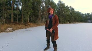 Jerking off on a frozen lake - 4k 30fps