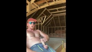Hot ginger construction worker get off while you watch him work his woood