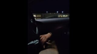 Tattooed guy jerks bushy cock and CUMS in his car