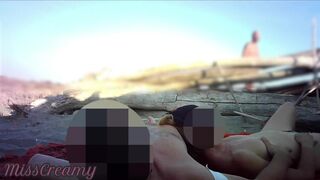 French Teacher Handjob Amateur on Nude Beach public to stranger with Cumshot - MissCreamy