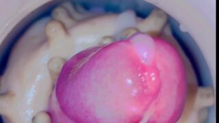 Fucking pussy fleshlight - inside view - close up cumming