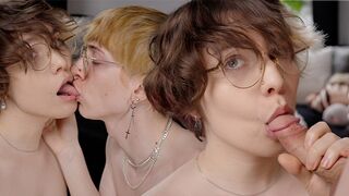 Fem little sissy Sensually sucks cock during golden hour and swallows yummy load