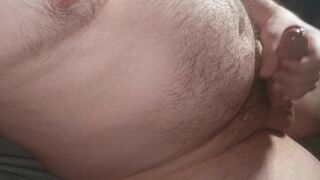 Uncut cock cumshot