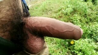 Indian masturbation with big cock in outdoor