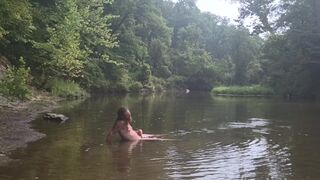 Naked in Nature 13: Massive cumshot in the Creek!
